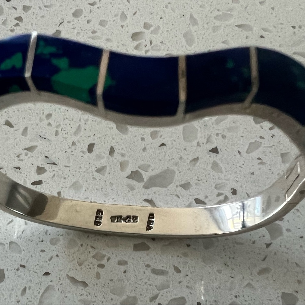 Hallmarked 925 Morenci Azurite Malachite bangle .